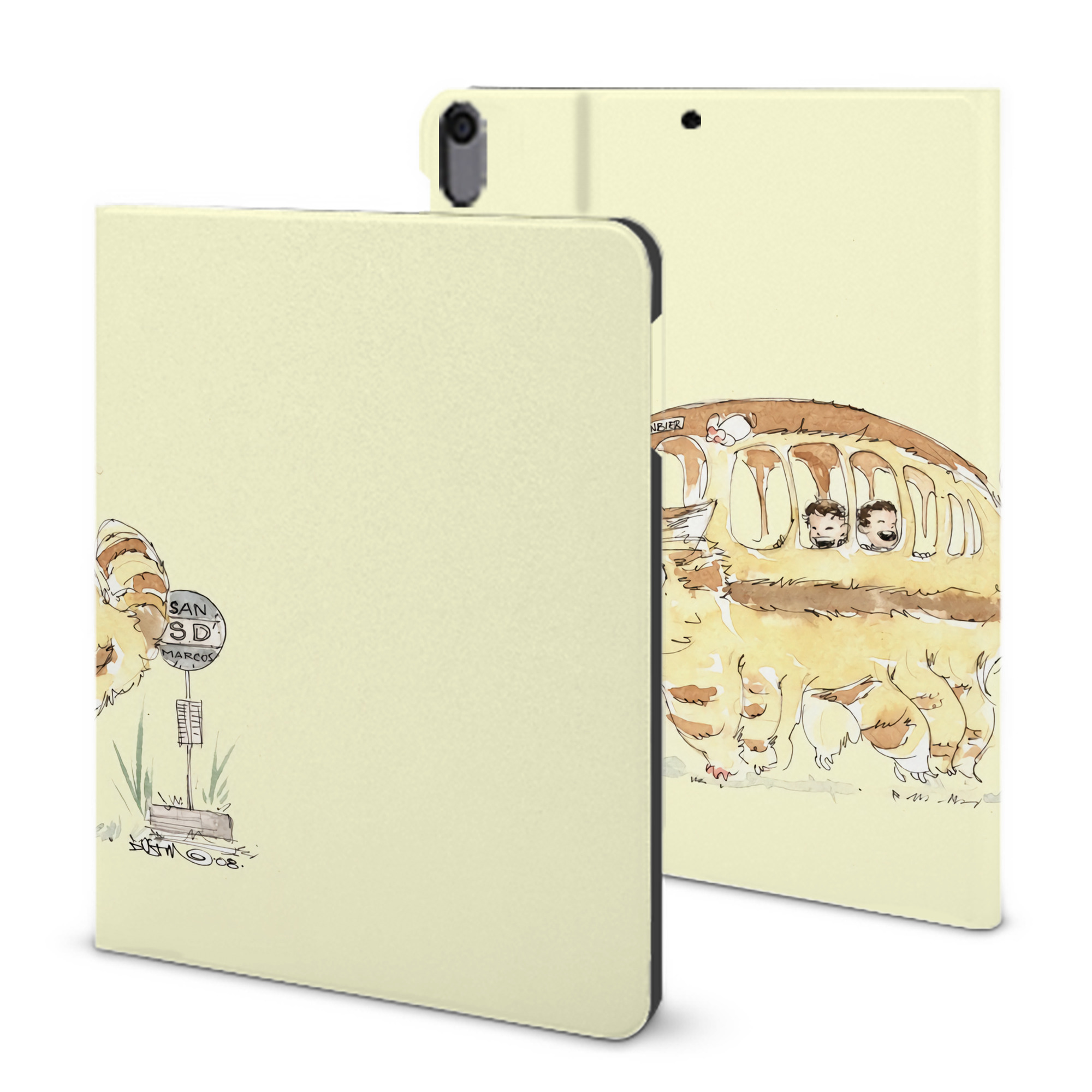 （画像用） となりのトトロ 草壁メイ 草壁サツキ My Neighbor Totoro Satsuki Kusakabe Mei Kusakabe IPad ケース ブック型 PUレザー TPU 耐衝撃 軽量 薄型 ペン収納なし 全面保護 IPad 各モデル対応